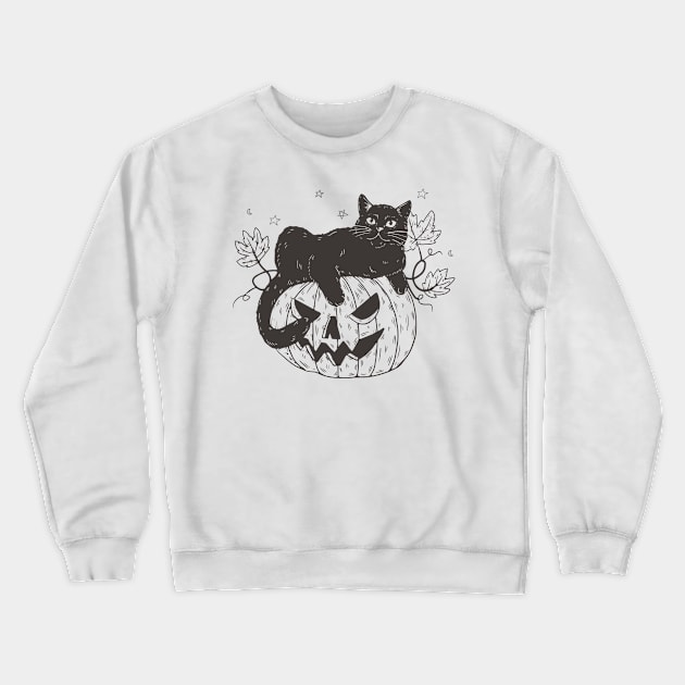 Halloween Cat Crewneck Sweatshirt by whystuff